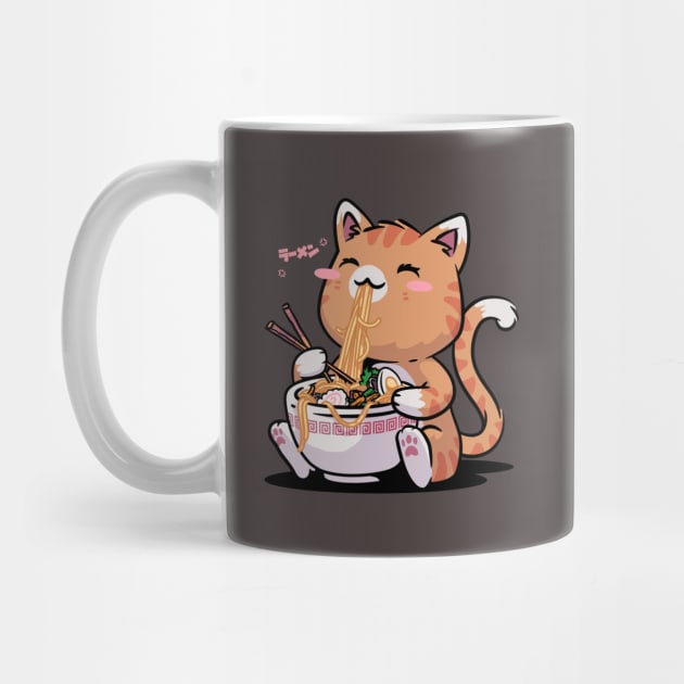 Cat Ramen Kawaii Neko Bowl Anime Otaku Caramel Cat by vo_maria